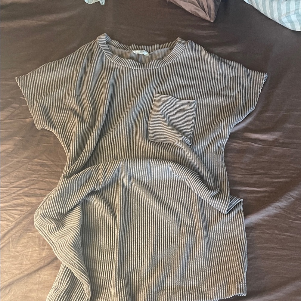 Striped Short Sleeve Dress with Pocket